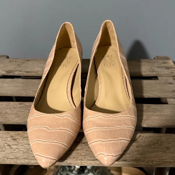 Naturalizer Carmen Crocodile Embossed Tan leather block heels sz 7.5‎ A23 - Image 4