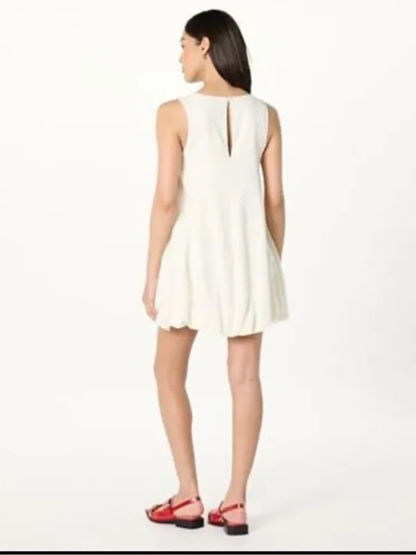 The Drop Women's Linen Sleeveless Bubble Hem Mini Dress Coastal S - Image 4