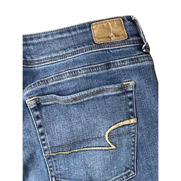 American Eagle Womens 16 Regular Kick Boot Super Stretch Blue Denim Jeans - Image 9