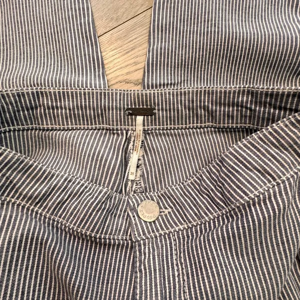 Free People Striped‎ High Waist Pants Size 25 Waist Belle Skinny Trouser Blue - Image 5
