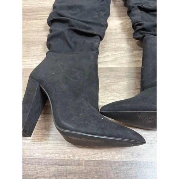 Knee High Black Heeled Boots Women's Size 8 Preppy Classic Autumn Classy Shoes - Image 2