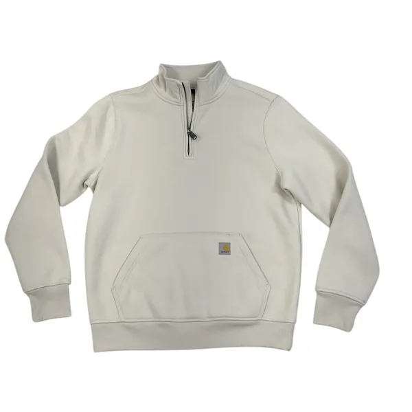 CARHARTT Relaxed-Fit Quarter-Zip Sweatshirt W's Sz M Cream Fleece Inside Cozy - Image 4