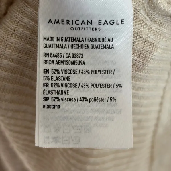 American Eagle Ribbed Babydoll Henley Top Cream Peplum Long Sleeve XXS - Image 4