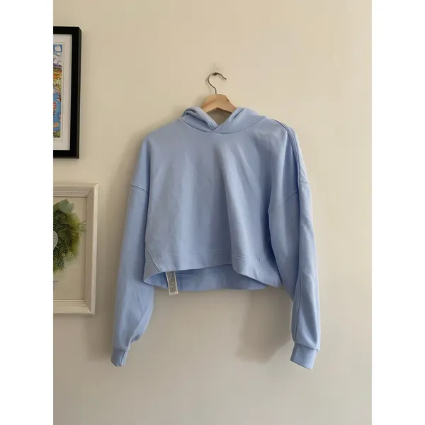 VUORI Sedona Crop Hoodie in Crystal Blue Size Small - Image 4