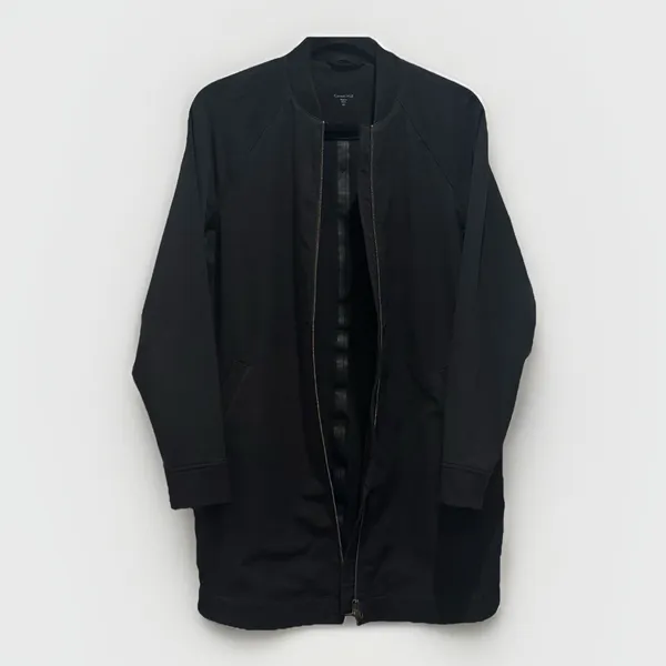 Garnet Hill‎ Size XS Black Longline Bomber Full Zip Jacket Water-Resistant Coat - Image 2