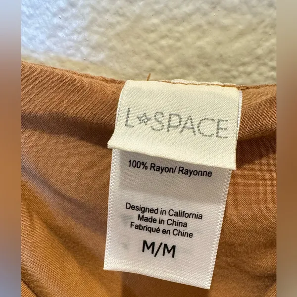 L*Space Polka Dot‎ Wrap Dress Tan Ruffle Maxi Dress Size M - Image 14