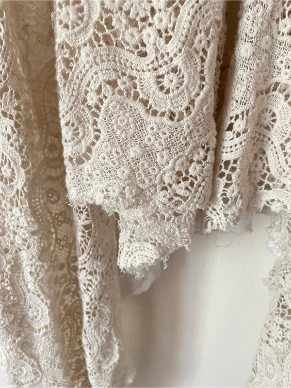 Aratta Silent Journey Shawl Thermal Lace Crochet Open Waterfall Cardigan Small - Image 10