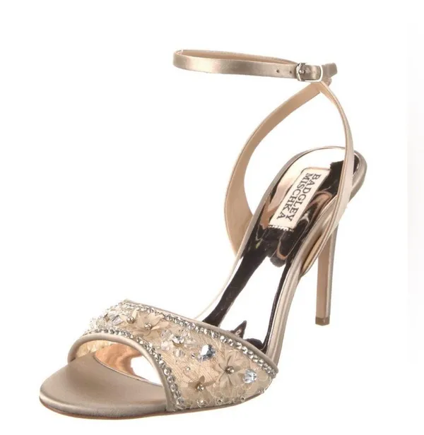 Badgley Mischka NEW Tayten Satin Crystal Ankle Strap Sandals Size 6, Retail $235 - Image 9
