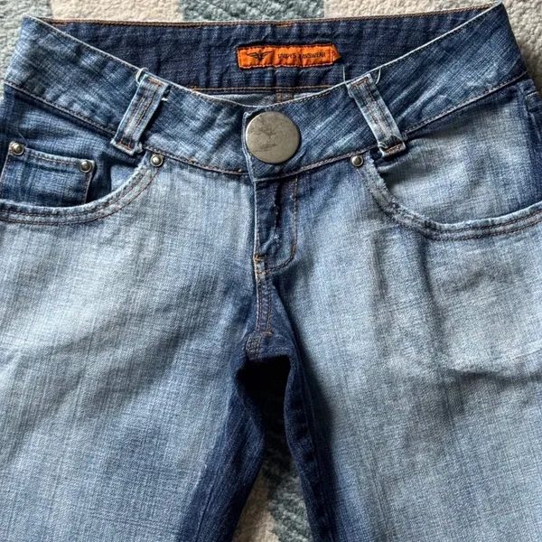 Womens Low Rise Flared Bootcut Jeans Blue Denim Y2K Boho Grunge ITLY 38 Coquette - Image 5