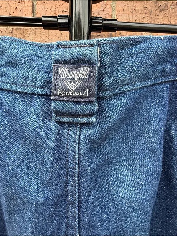 VTG Wrangler Riata Dark Denim Pleated Chino Pants Relaxed Casual Jeans Sz 10X32 - Image 8