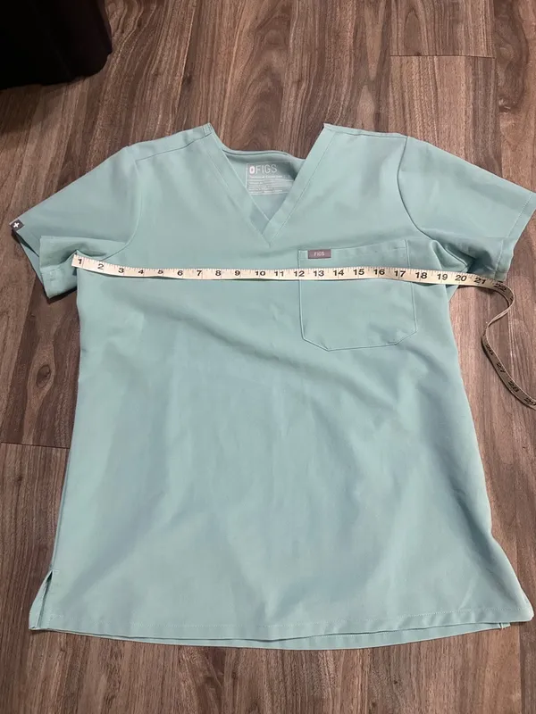 Figs Women's V-Neck Scrub Top in Aqua - Image 8