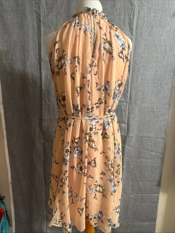 Pinkblush Peach Floral Halter Midi Dress - Image 11