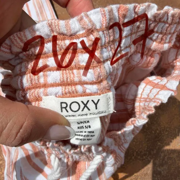 Y2k Roxy pink striped low rise wide leg linen pant / fit like an xs #beachwear #boho - Image 6