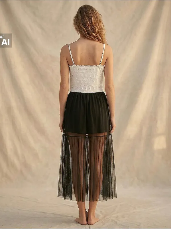 Sinsay Black Sheer Mermaid Maxi Skirt Sexy Mesh Mermaid Long Size XS - Image 4