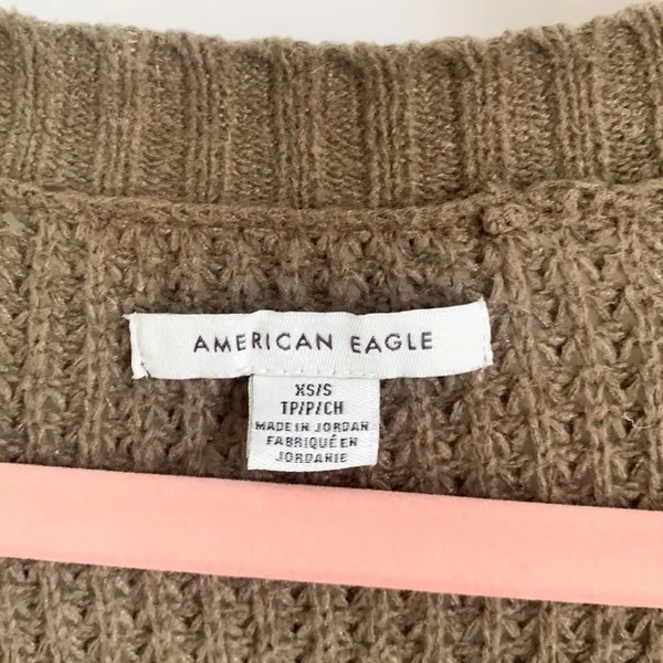 American Eagle Oversized waffle knit Grandpa Slouchy Cardigan Gray Brown XS/S - Image 8