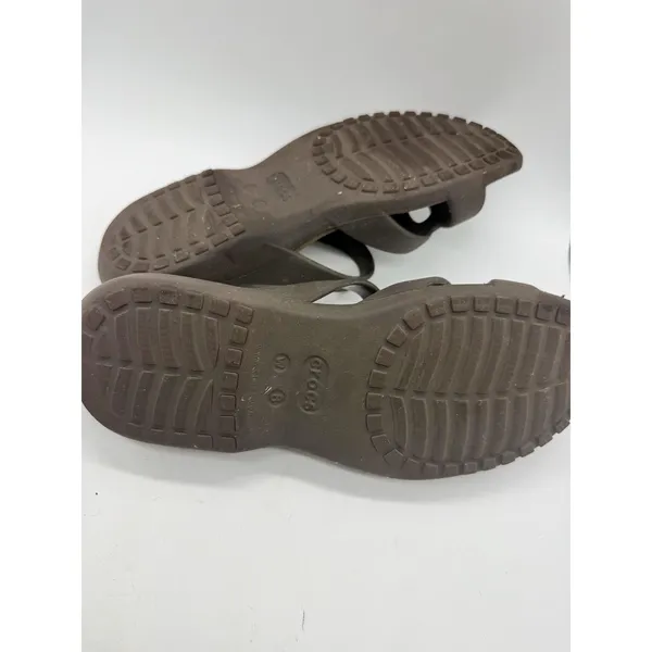 Women's 8 M Crocs Meleen Twist Brown Sandals 202497 Slip-On Flat Open Toe Slides - Image 6