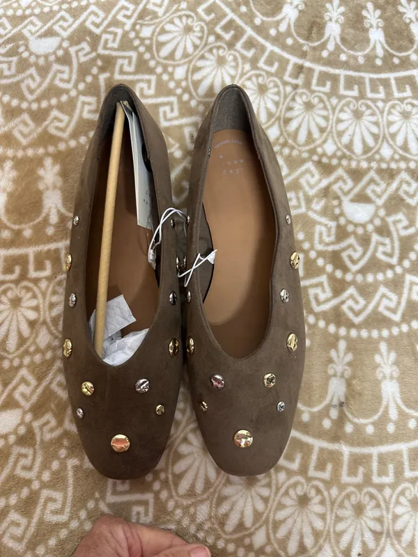 a new day Taupe Suede Studded Ballet Flats - Image 9