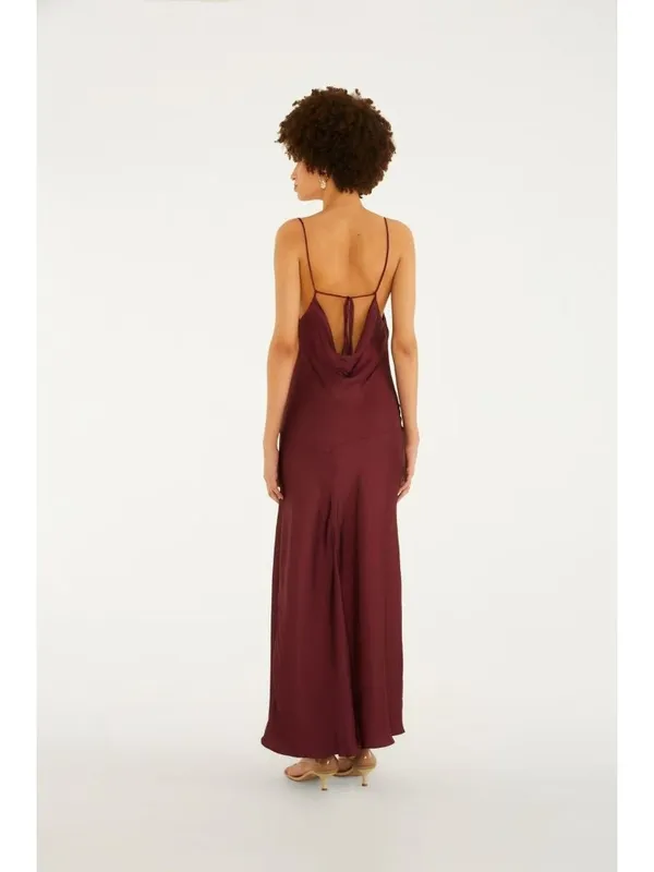 NWOT Farm Rio Ruffled Sleeveless V-Neck Maxi Dress Burgundy Size M - Image 3