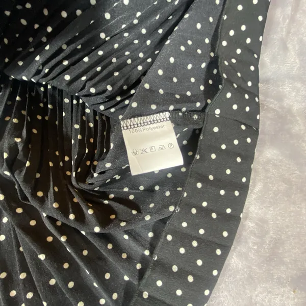 Exlura Pleated Skirt Large Black Polka Dot Maxi Stretchy Swing‎ Flowy Feminine - Image 9