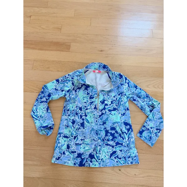 Lilly Pulitzer Skipper Popover Koala Me Maybe Blue Green Half Zip Sweatshirt S - Image 2