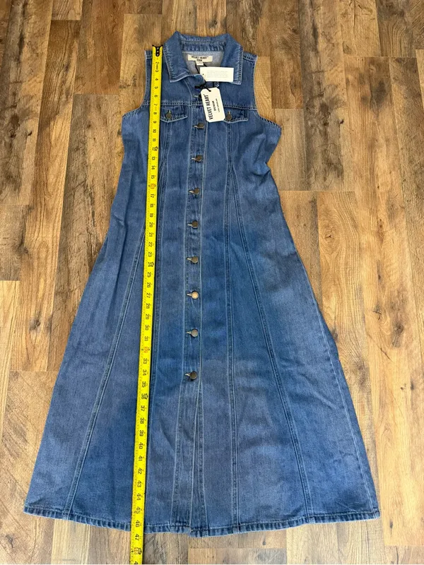 Velvet Heart Blue Sleeveless Button-Front Denim Midi Dress size S - Image 7