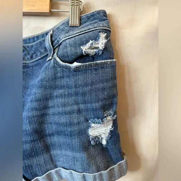 Paige Denim Jean Shorts Women's Size 32 Jimmy Jimmy Dark Wash Cuffed Distressed - Image 2