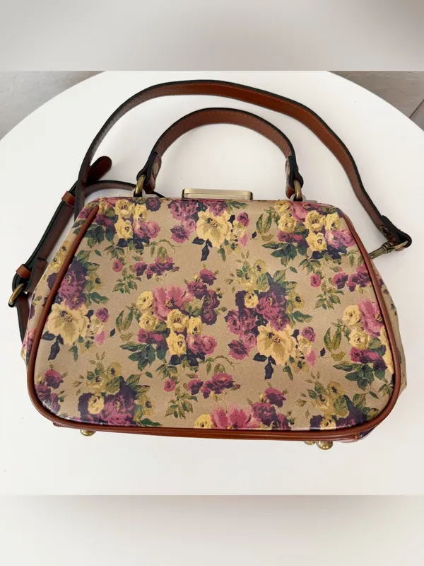 Patricia Nash Gracchi Antique Rose Leather Satchel Crossbody Cottagecore - Image 4