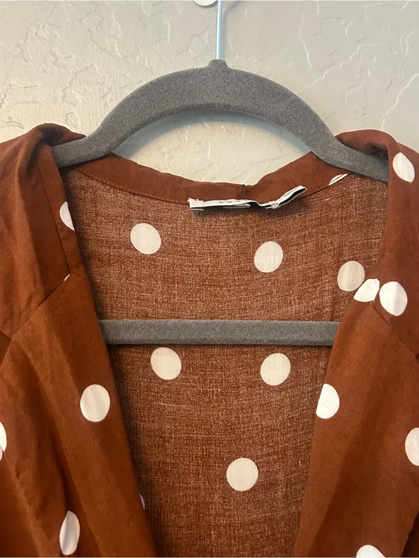 Lulu's Lush louicita rust brown polka dot surplice dress size medium - Image 4