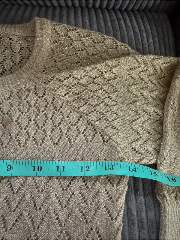 Vintage S Juniors Rampage Cardigan Metallic Gold Y2K Romantic Dianty Fairy Knit - Image 4