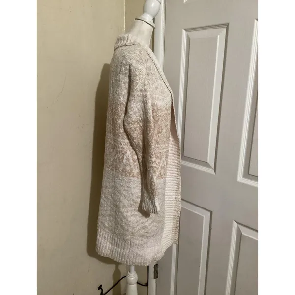 Joie Cardigan Sweater Womens Small Beige White Long Open Front Cozy Knit Aztec - Image 2