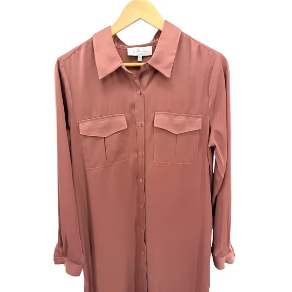 L'Academie Revolve Maxi Shirt Dress M Dusty Mauve Utility No Belt Minimalist - Image 2