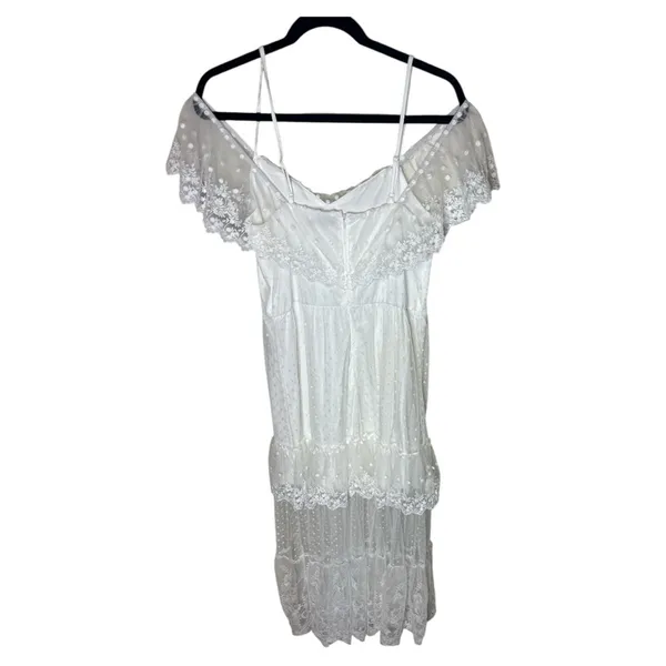 White Ruffled Tiered High Low Dress - Image 4