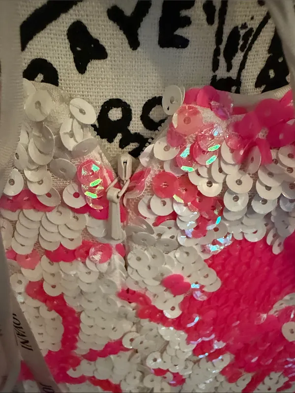 Jovani Pink and White Sequin Floral Mini Dress - Image 10