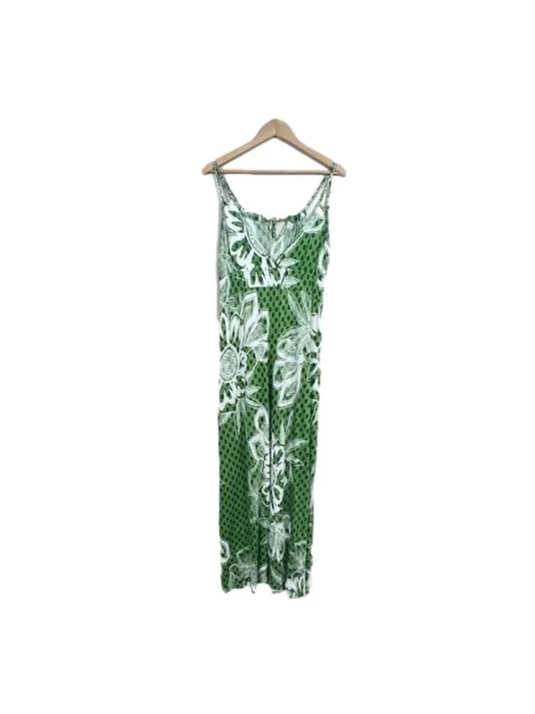Old Navy Green Floral Maxi Dress Size L Beach Vacation Summer - Image 3