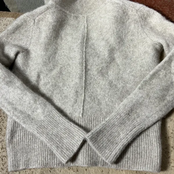 Banana Republic Johnny Collar Yak Wool Sweater Womens Small Oatmeal Marled Polo - Image 9