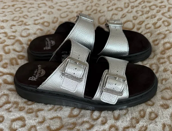 Dr Martens Josef Metallic Leather Slide Sandals Women's Size: 10 - Image 7