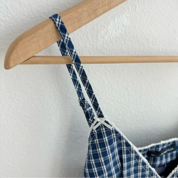 Brandy Melville Navy and white plaid top - Image 3