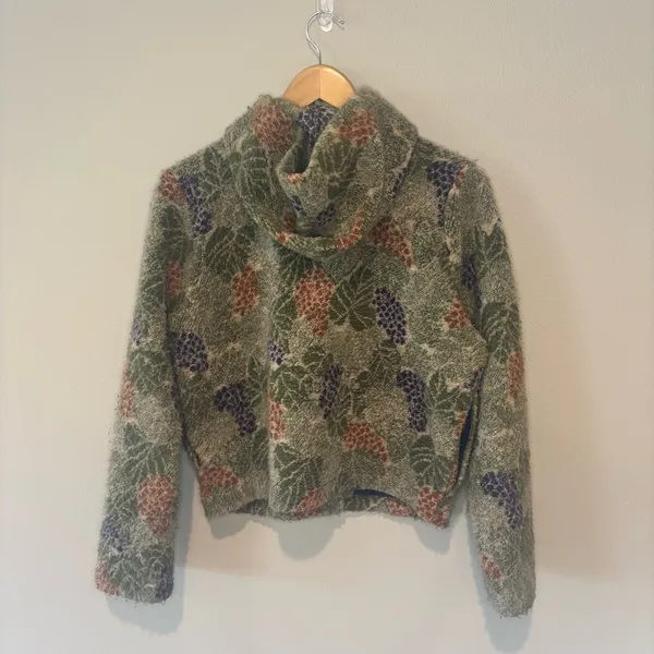 DUFFEL Made in‎ America Long Sleeve Hooded Button Up Grape Print Sweater Small - Image 10