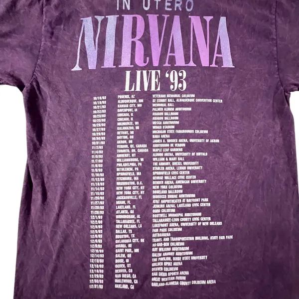 Nirvana T-Shirt Women M Purple In‎ Utero Live 93 Tour Graphic Mineral Wash Tee - Image 5