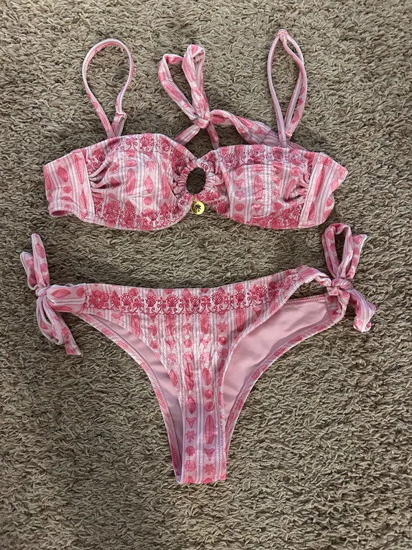 Pink Palm Puff Sakura Lila bottoms and Isla top set - Image 4