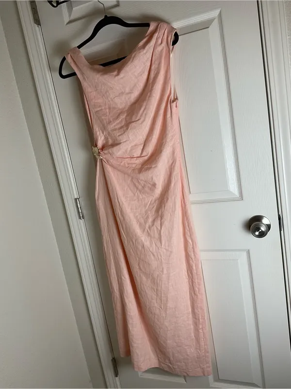 Zara Asymmetrical Linen Blend Draped Dress Woman’s Size S - Image 2