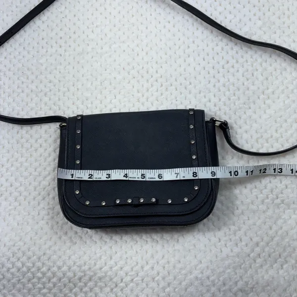 Kate Spade Black Saffiano Leather Rhinestone Embellished Small Crossbody Bag - Image 8