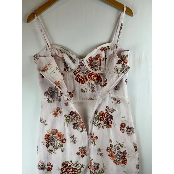 Brock Collection x‎ H&M Floral Bustier Mini Dress Pink Rose Linen Blend - Image 9