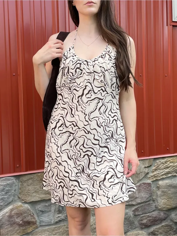 Abercrombie & Fitch Abstract Zebra Print Halter Mini Dress Medium - Image 5