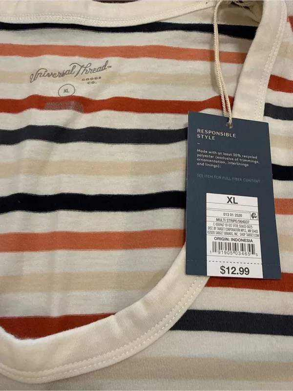 Universal Thread Striped Tank Top in Cream, Navy, Rust & Coral - Image 3