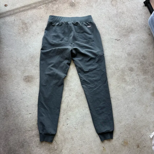 FIGS Zamora Jogger Scrub Pants in the limited-edition bonsai green colorway, featuring a comfortable yoga waistband and contrasting reddish drawstring - Image 6