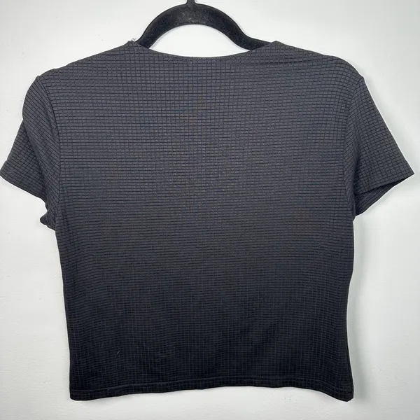 Vintage DKNY Medium Womens Top Tee Black Stretch Short Sleeve 90s Grunge Shirt - Image 6