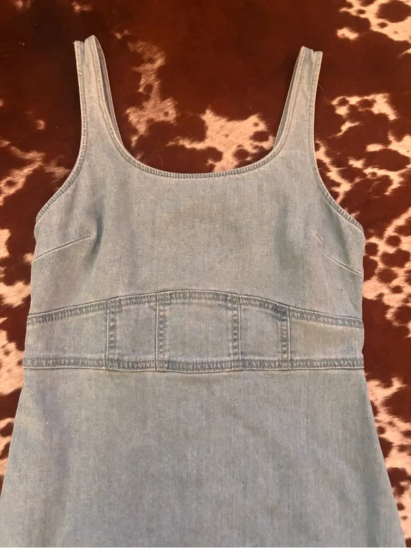 Light‎ Blue Denim Tank Dress with zipper sz medium - Image 2