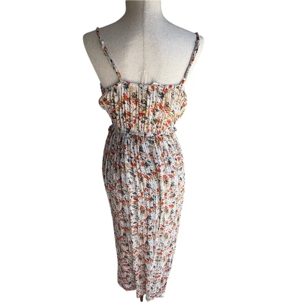 Floral Spaghetti-Strap Midi Dress in White Multicolor floral print - Image 3