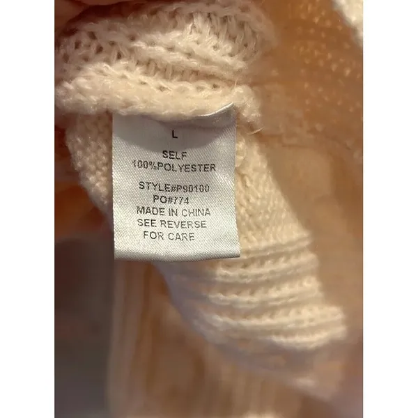 Petal Dew Womens‎ Cable Knit Split V-Neck Sweater Pale Peach Cream Size L Hygge - Image 7